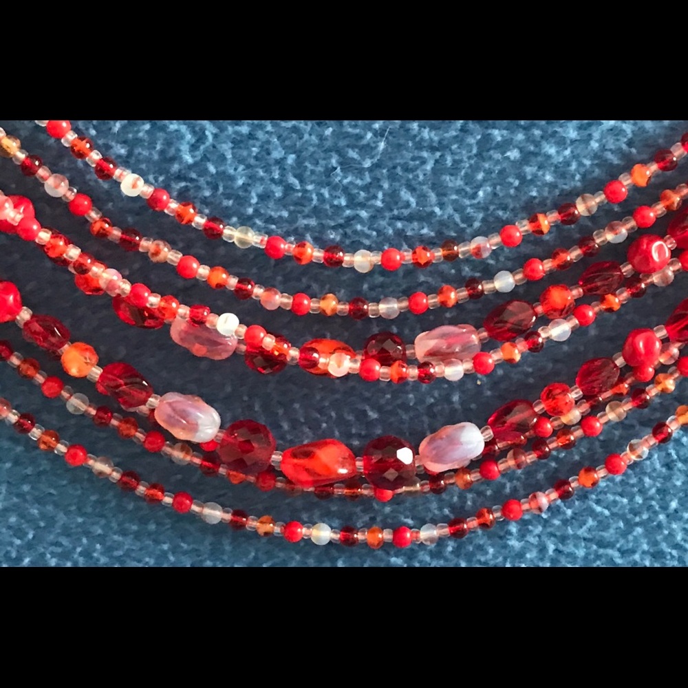 Gorgeous Blood Red GLASS BEAD Germany Necklace!